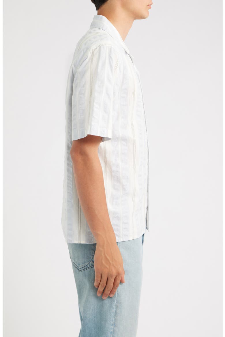 Didicot Stripe Cotton Seersucker Camp Shirt, Alternate, color, ECRU / LIGHT BLUE