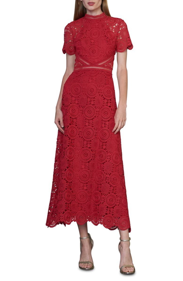 ML Monique Lhuillier Lace Midi Cocktail Dress, Alternate, color,