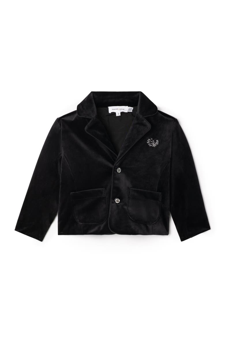 Crest Embroidered Velvet Jacket, Main, color, Black
