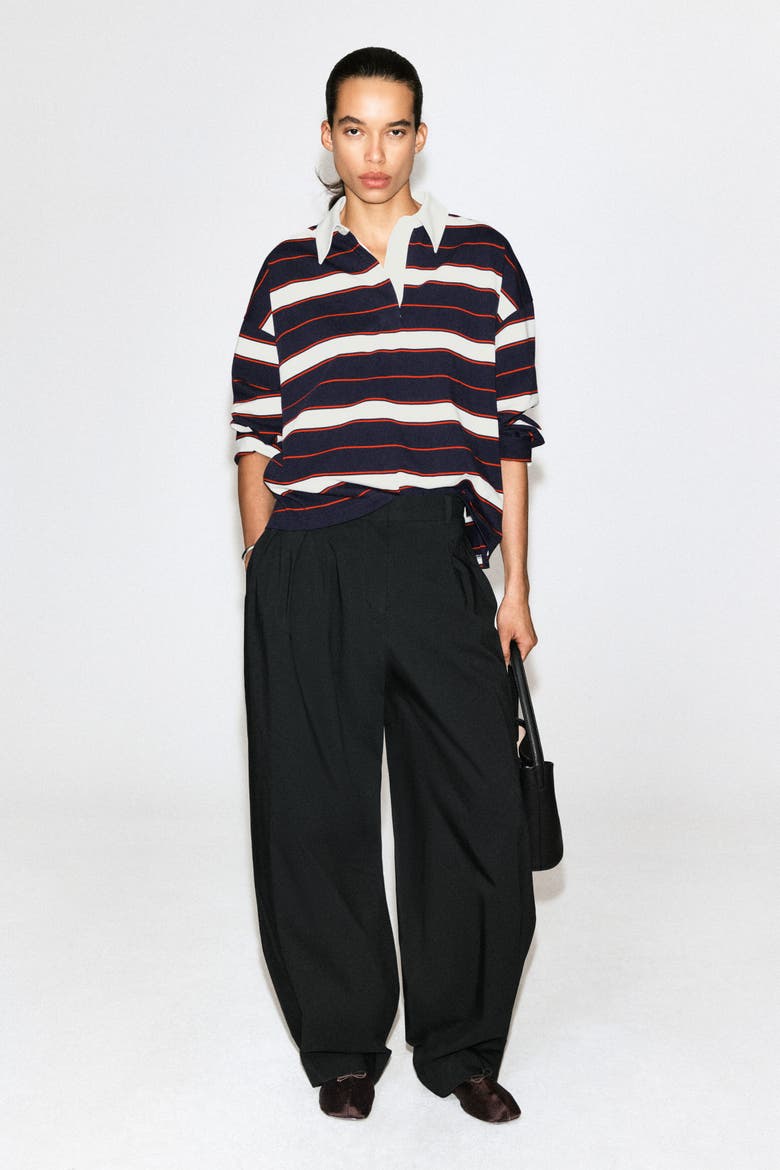 Striped Cotton Rugby Shirt, Alternate, color, NAVY / RED / STRIPED
