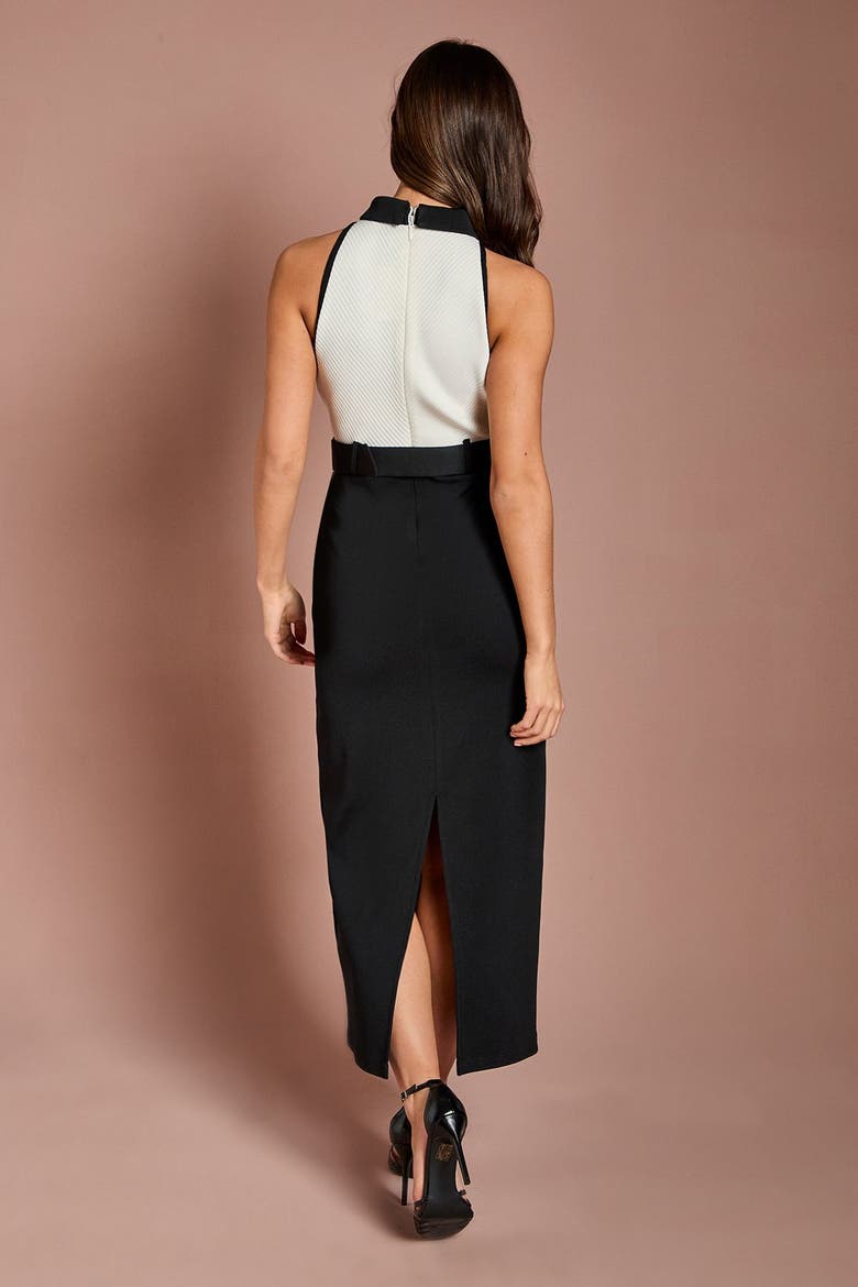 Collard Bandage Belted Pencil Dress, Alternate, color, Mono