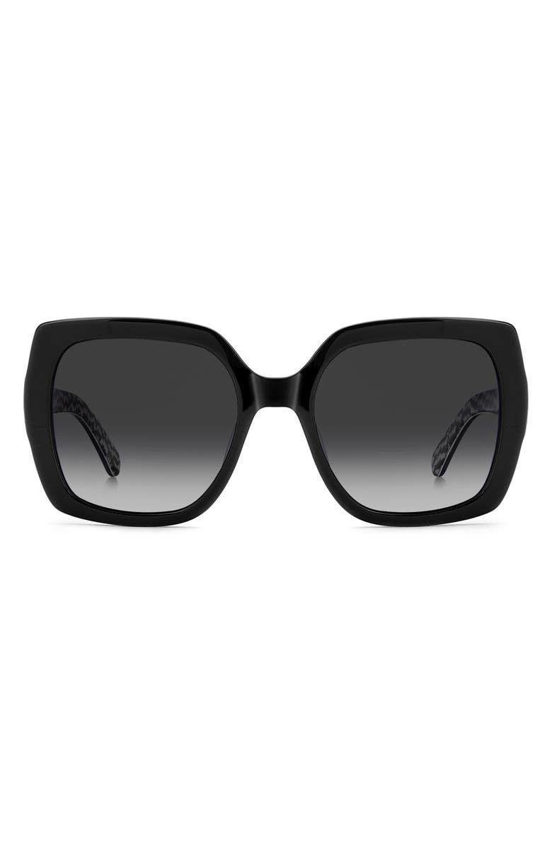 Kate Spade New York amaya 55mm polarized square sunglasses, Main, color, Black Pattern Black/ Grey