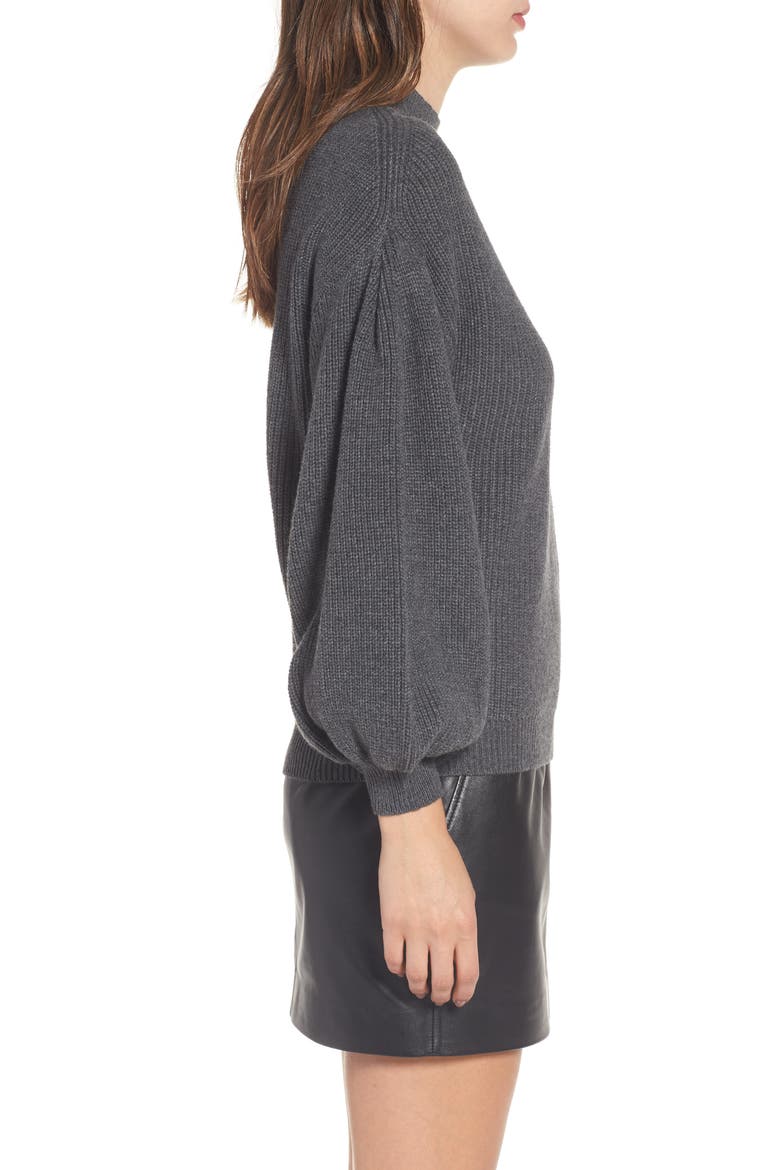 Blouson Sleeve Sweater, Alternate, color, GREY MEDIUM CHARCOAL HEATHER