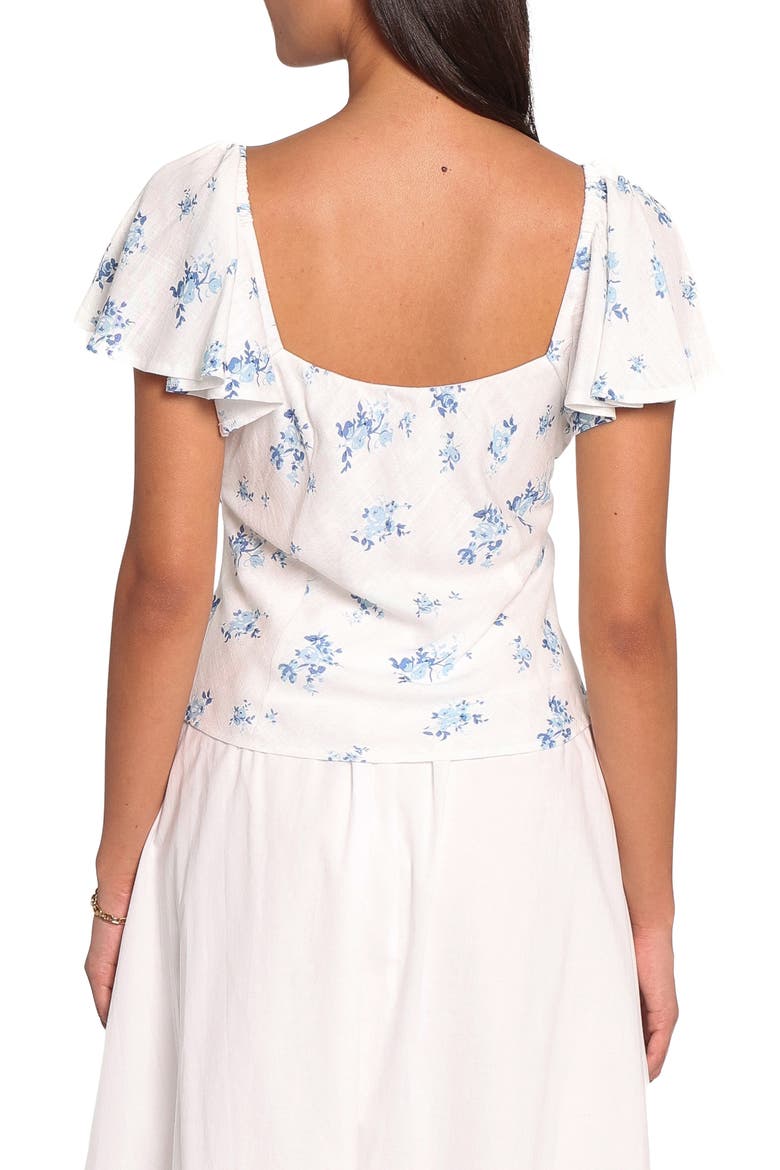 Laeriel Ditsy Floral Flutter Sleeve Top, Alternate, color, CREAM FLORAL