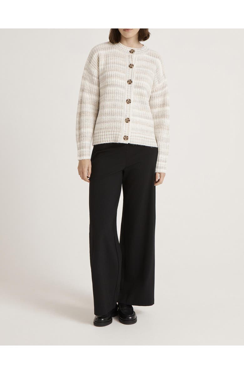 Finery London Whitney Round Neck Knitted Cardigan, Alternate, color, Ivory Stripe
