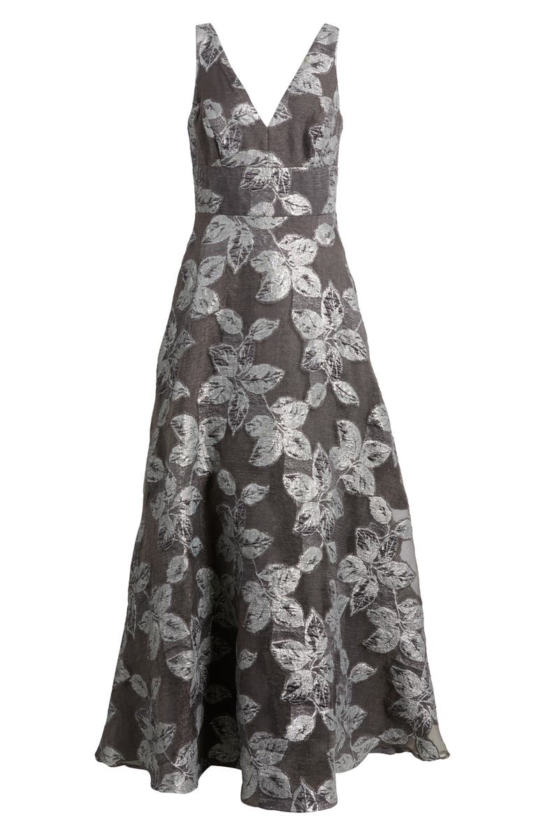 Eliza J V-Neck Sleeveless Jacquard Ballgown, Alternate, color,