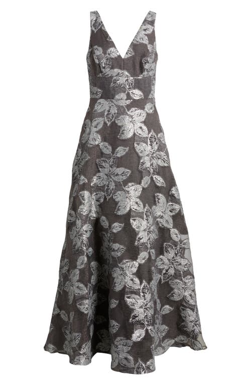 Shop Eliza J V-neck Sleeveless Jacquard Ballgown In Silver