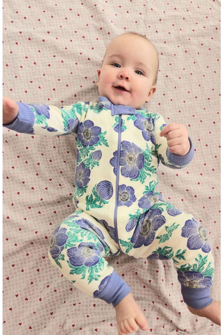 100% Organic Cotton Print Snug Fit Baby Pajamas, Alternate, color, Purple Poppies