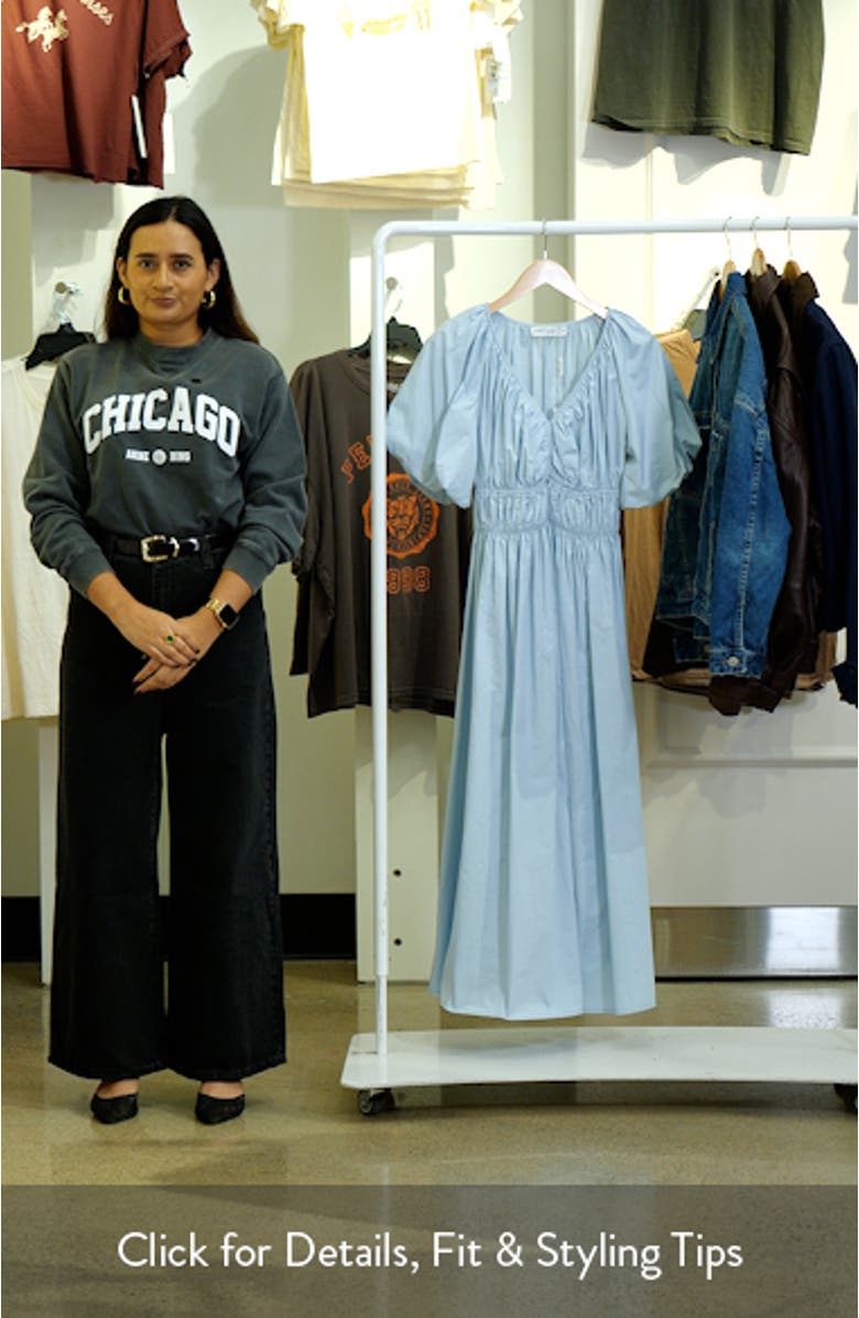 Rozie Puff Sleeve Cotton Midi Dress, sales video thumbnail