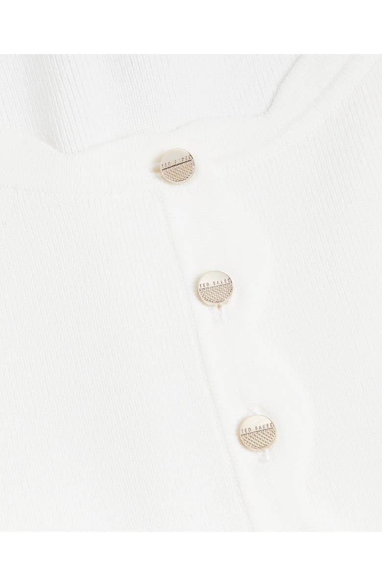 Ted Baker London Kklara Rib Scallop Trim Cardigan, Alternate, color, Ivory