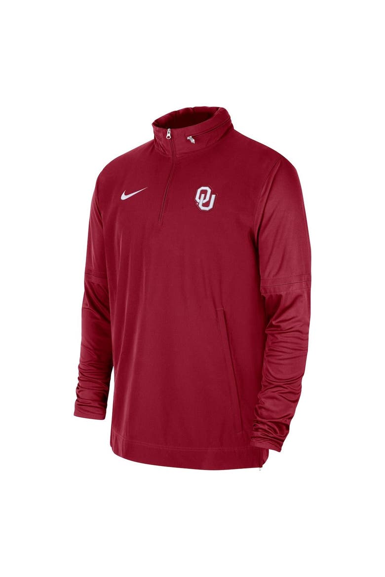 Men's Nike Crimson Oklahoma Sooners 2023 Coach Half-Zip Hooded Jacket, Alternate, color, Crimson