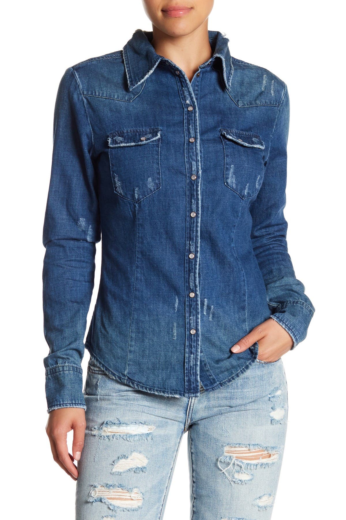 One Teaspoon Savannah Distressed Denim Shirt (Women) | Nordstromrack
