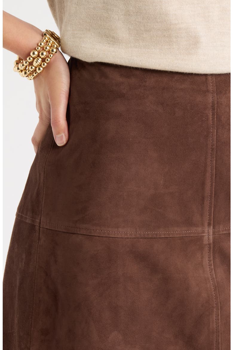 Suede Leather Miniskirt, Alternate, color, BROWN CHICORY