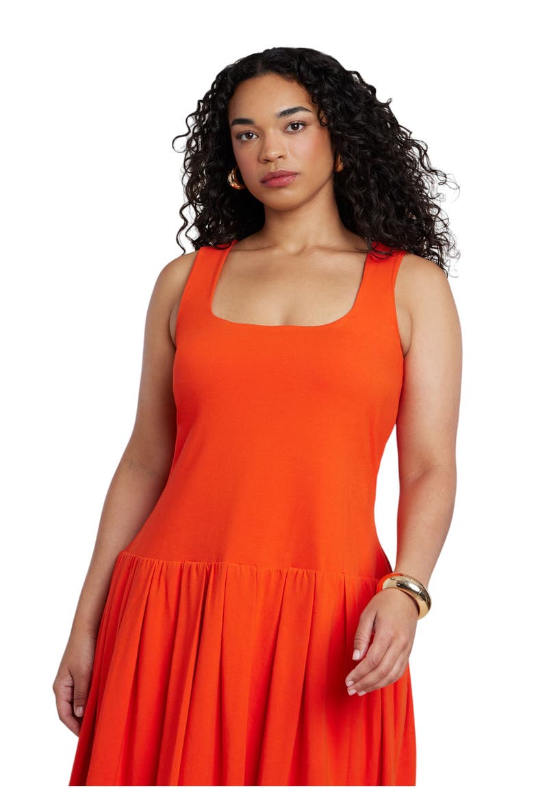 Drop Waist Bubble Maxi Dress, Alternate, color, DEEP POPPY