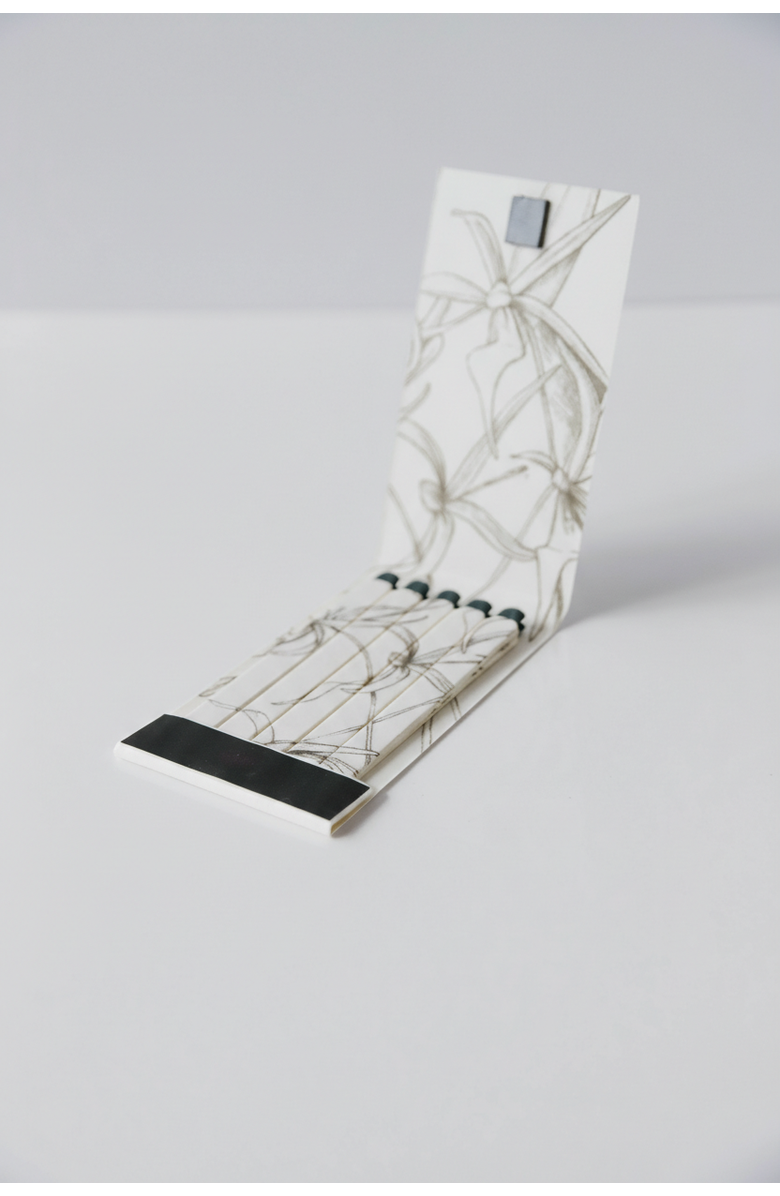 Aerangis Collectible Hand-illustrated Long Stem Matchbooks, Alternate, color, White