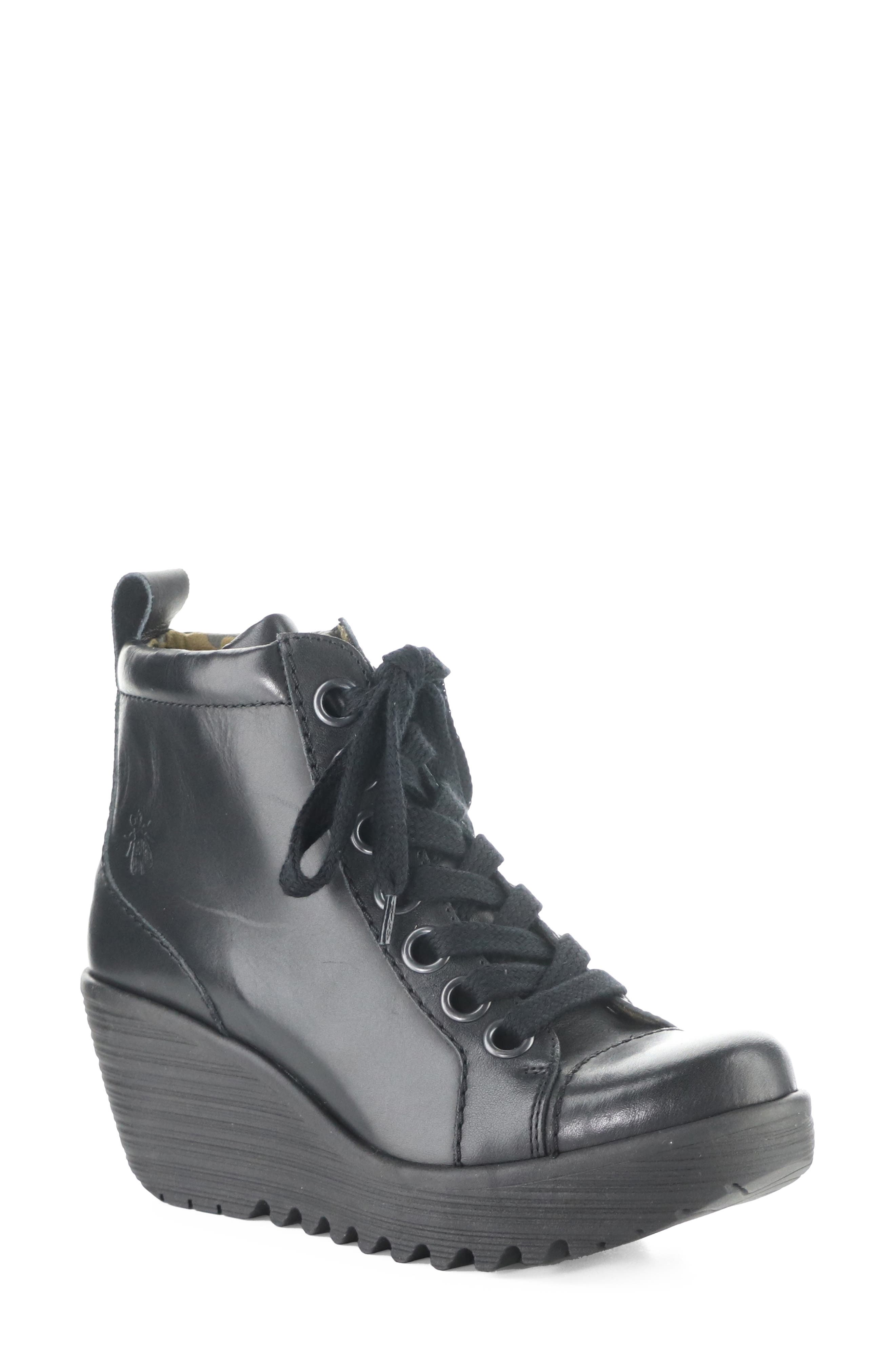 Lufe Platform Wedge Bootie, Main, color, BLACK