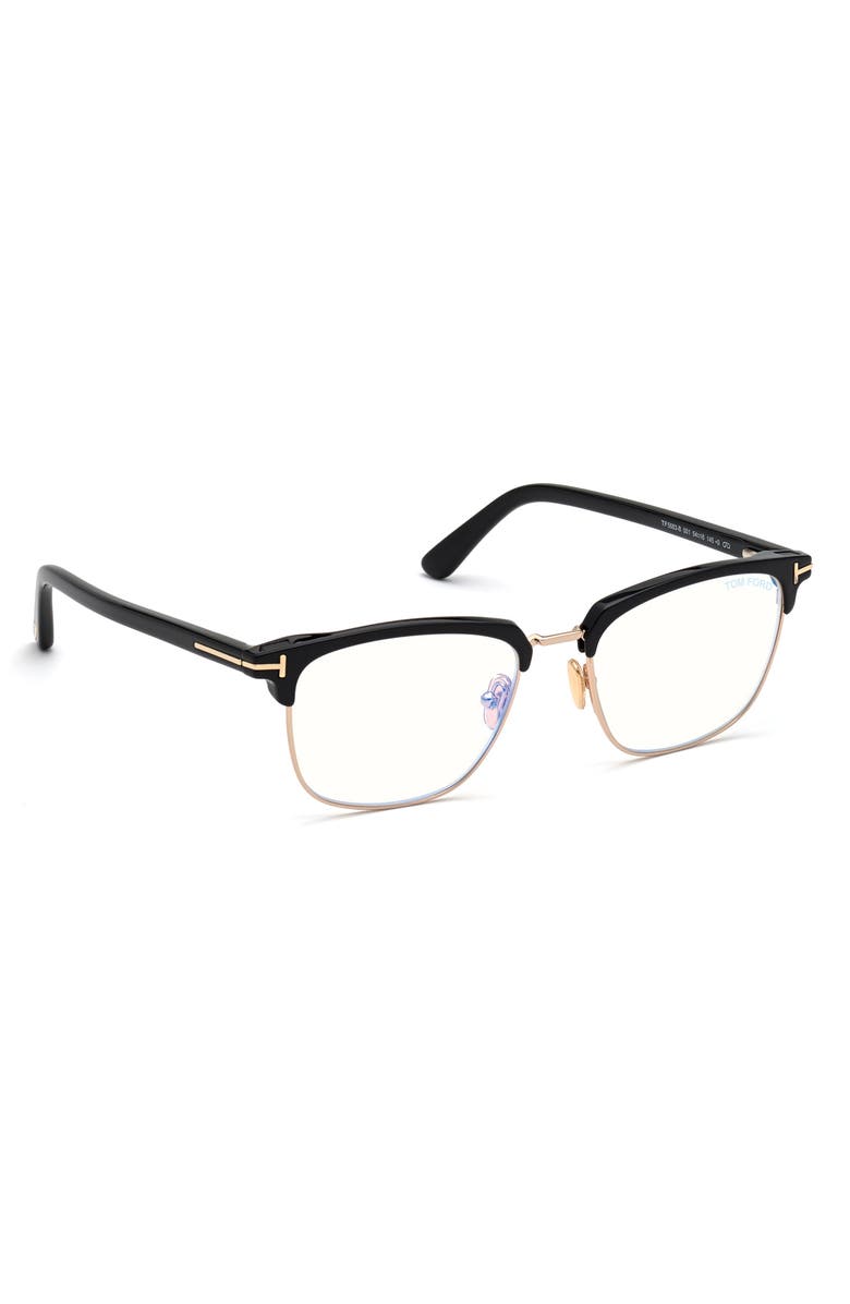 TOM FORD 54mm Blue Light Blocking Glasses & Clip-On Sunglasses, Alternate, color,