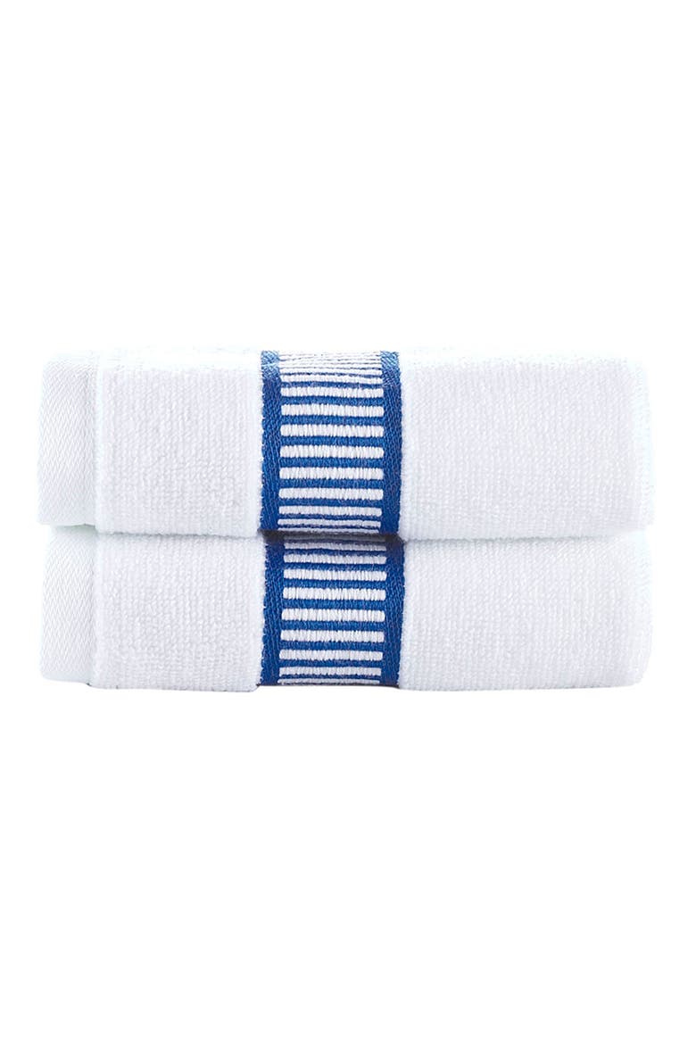 Fancy Border 4-Pack Turkish Cotton Washcloths, Main, color, ROYAL BLUE