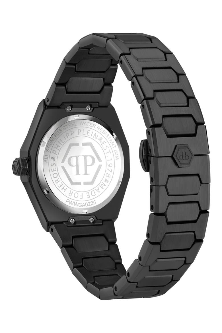 Plein Deluxe Bracelet Watch, 44mm, Alternate, color, BLACK