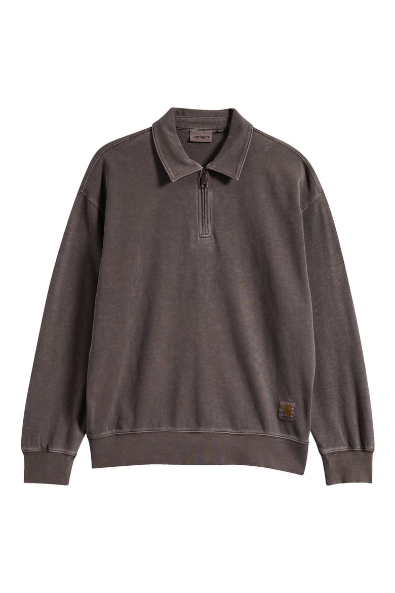 Harper Cotton Fleece Polo Sweatshirt, Main, color, TOBACCO (GARMENT DYED)
