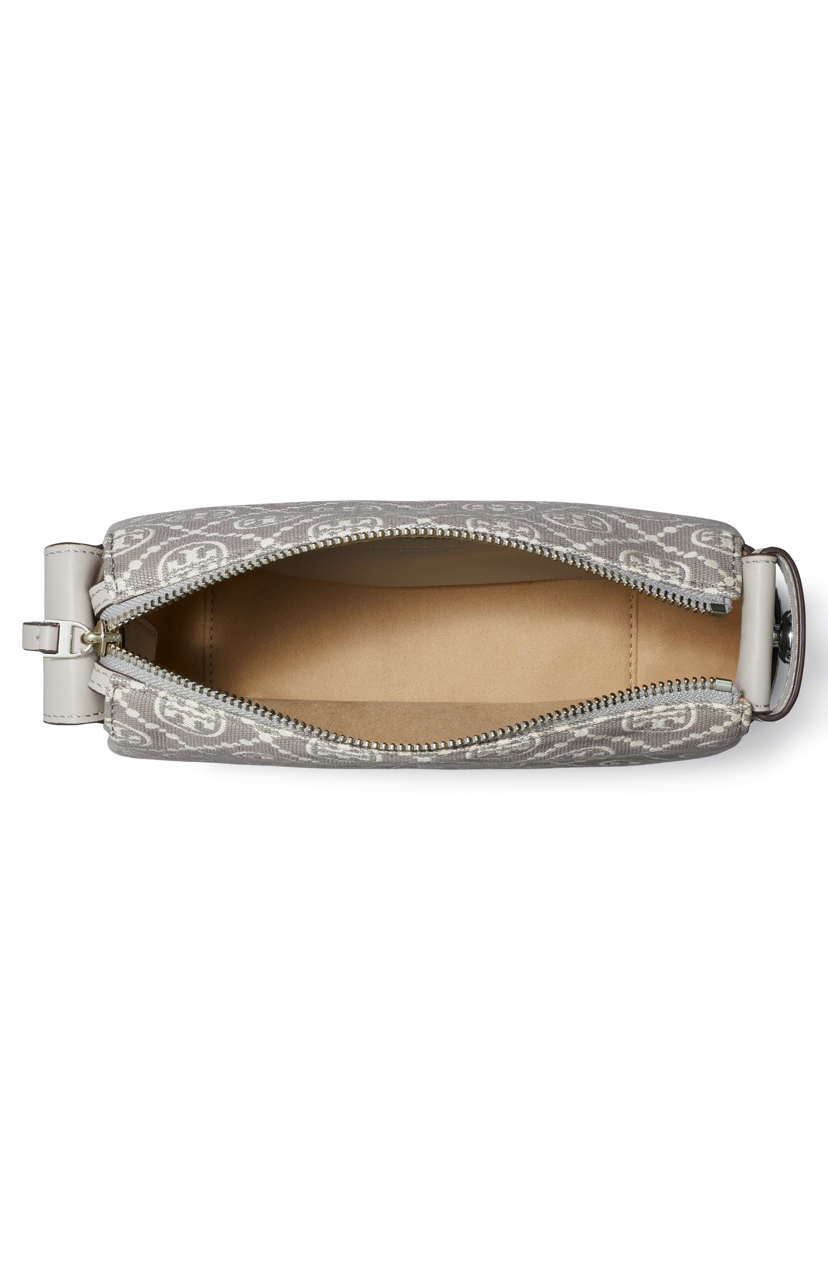 Small Romy T Monogram Canvas Shoulder Bag, Alternate, color, GRAY