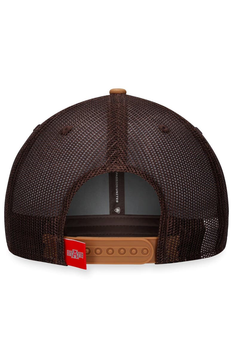 TOP OF THE WORLD Men's Top of the World Khaki Arkansas State Red Wolves Strive Trucker Adjustable Hat, Alternate, color, Khaki