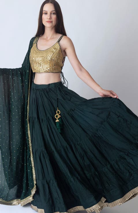 Camila Mirror Embroidered Tiered Lehenga Choli