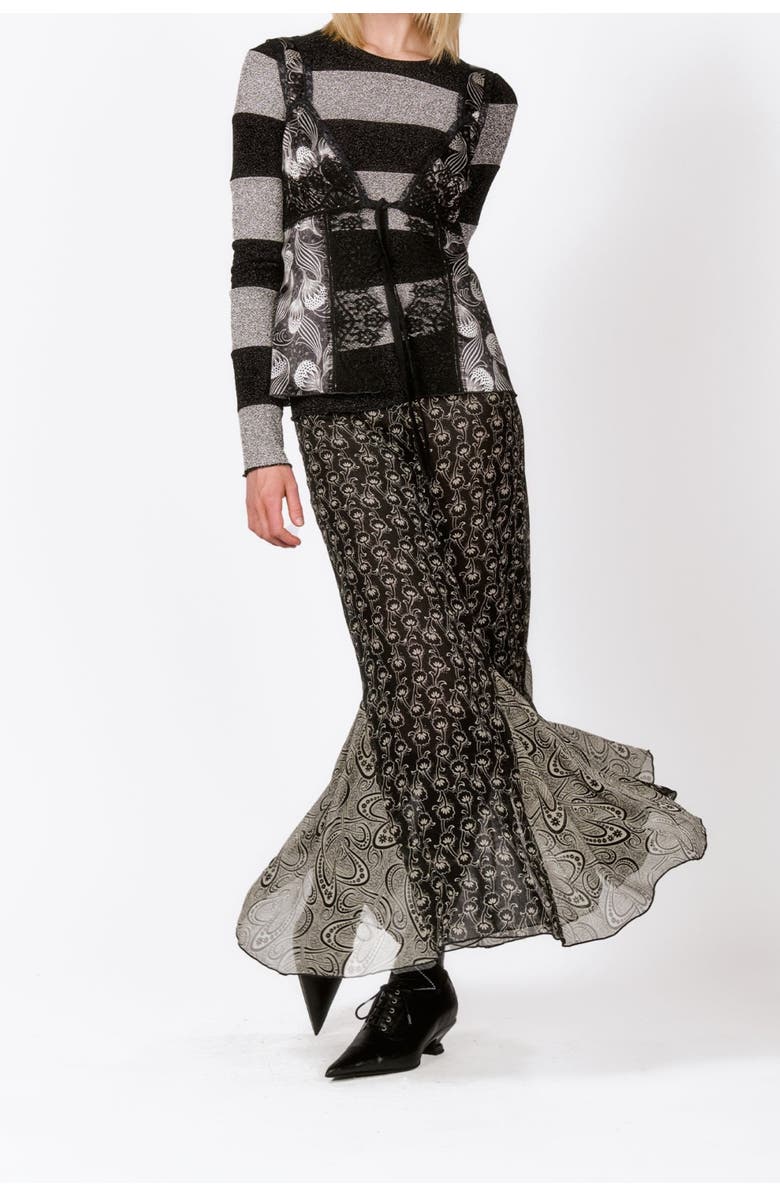 Anna Sui Beardsley Combo Maxi Skirt, Alternate, color, 