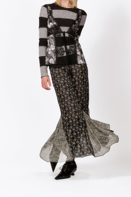 Shop Anna Sui Beardsley Combo Maxi Skirt In Black Multi