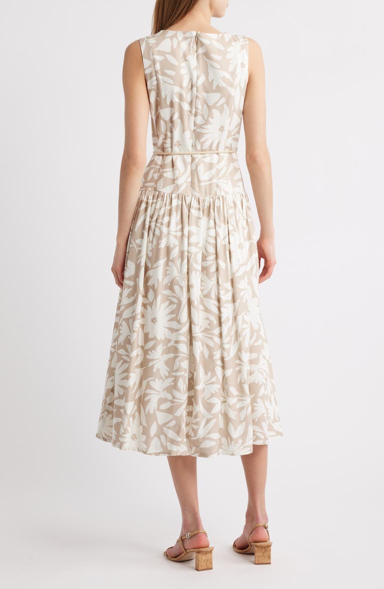 Julia Jordan Print Drop Waist Sleeveless Maxi Dress, Alternate, color, Beige Ivory