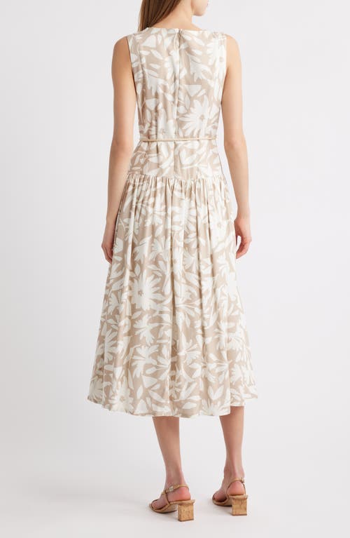 Julia Jordan Print Drop Waist Sleeveless Maxi Dress In White