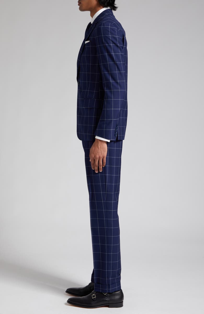 Ralph Lauren Purple Label Kent Classic Windowpane Worsted Wool Two-Piece Suit, Alternate, color, 