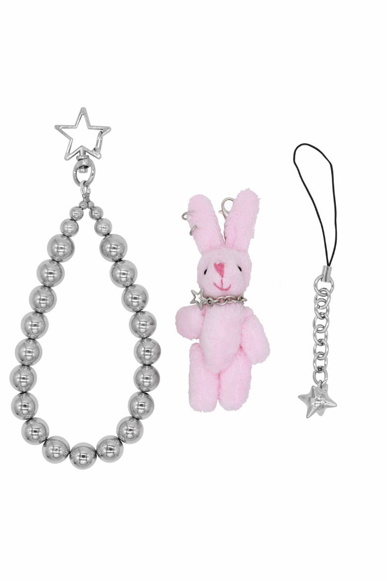 Beaded Bunny Charm Phone Strap, Alternate, color, Pink