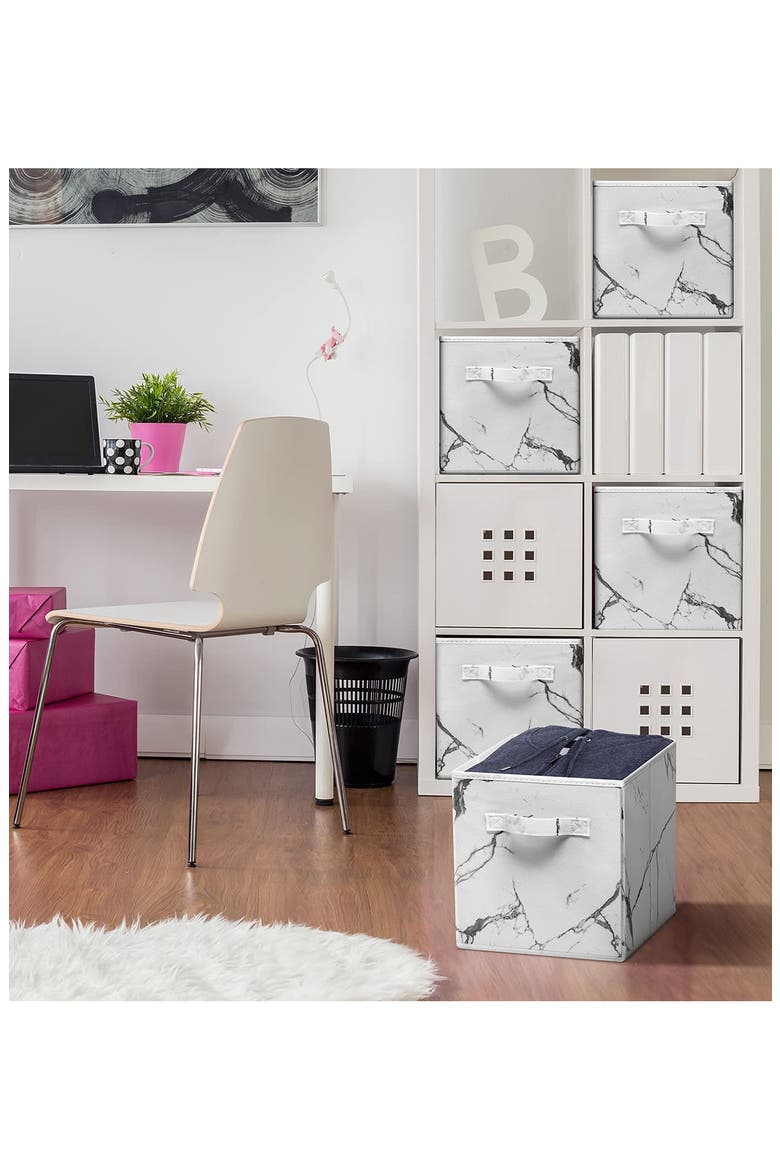 Foldable Storage Cube - Set of 4, Alternate, color, WHITE MARBLE