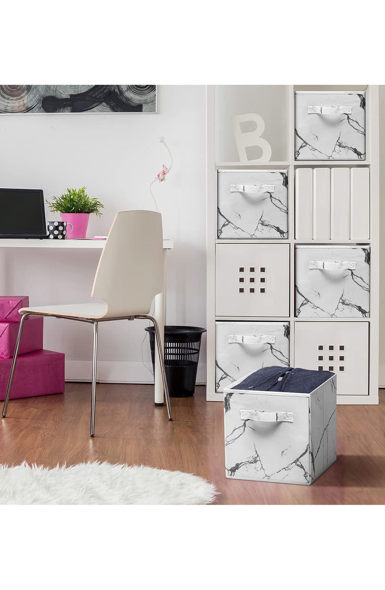 SORBUS Foldable Storage Cube - Set of 4, Alternate, color, White Marble