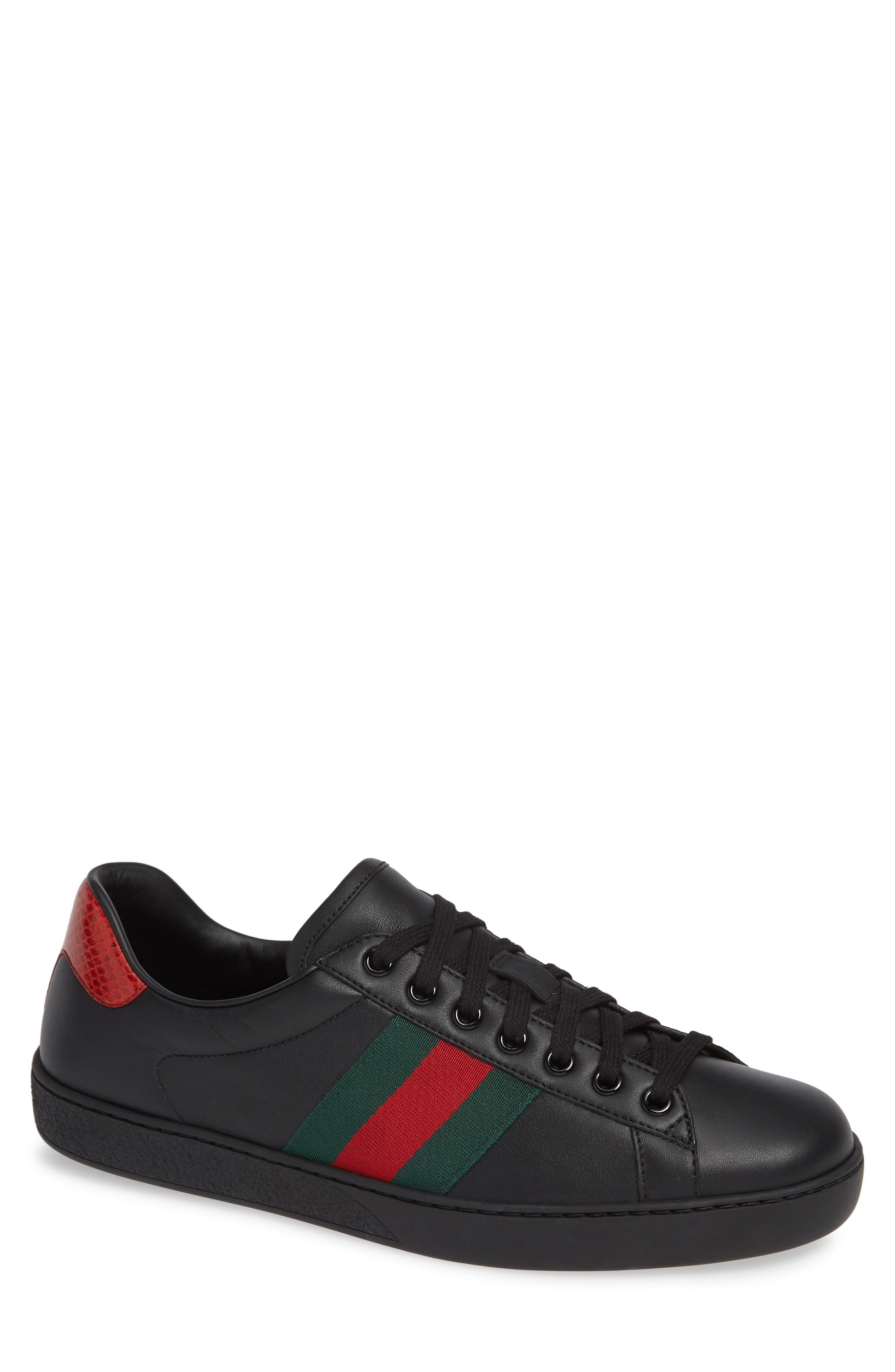 Gucci New Ace Clean Web Stripe Sneaker, Main, color, 