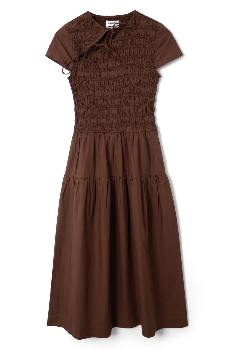 Ebba Cutout Detail Organic Cotton Dress, Alternate, color, CHOCOLATE