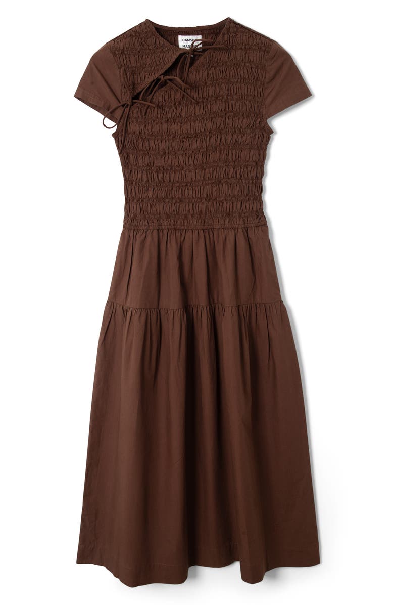 Damson Madder Ebba Cutout Detail Organic Cotton Dress, Main, color, Chocolate