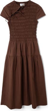 Damson Madder Ebba Cutout Detail Organic Cotton Dress