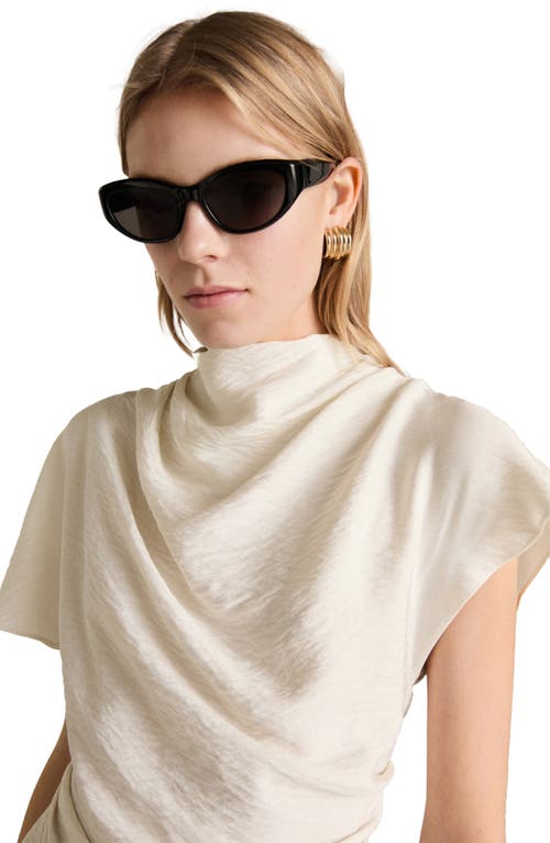 Mango Textured Drape Neck Top In Ecru