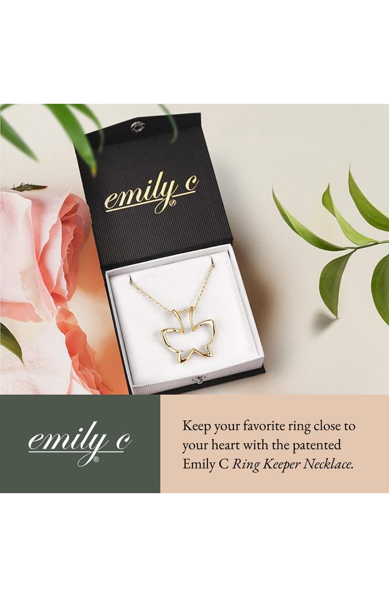 Emily C Butterfly Ring Holder Necklace, Stainless Steel Wedding Ring Keeper, Necklace Jewelry, Alternate, color, Gold