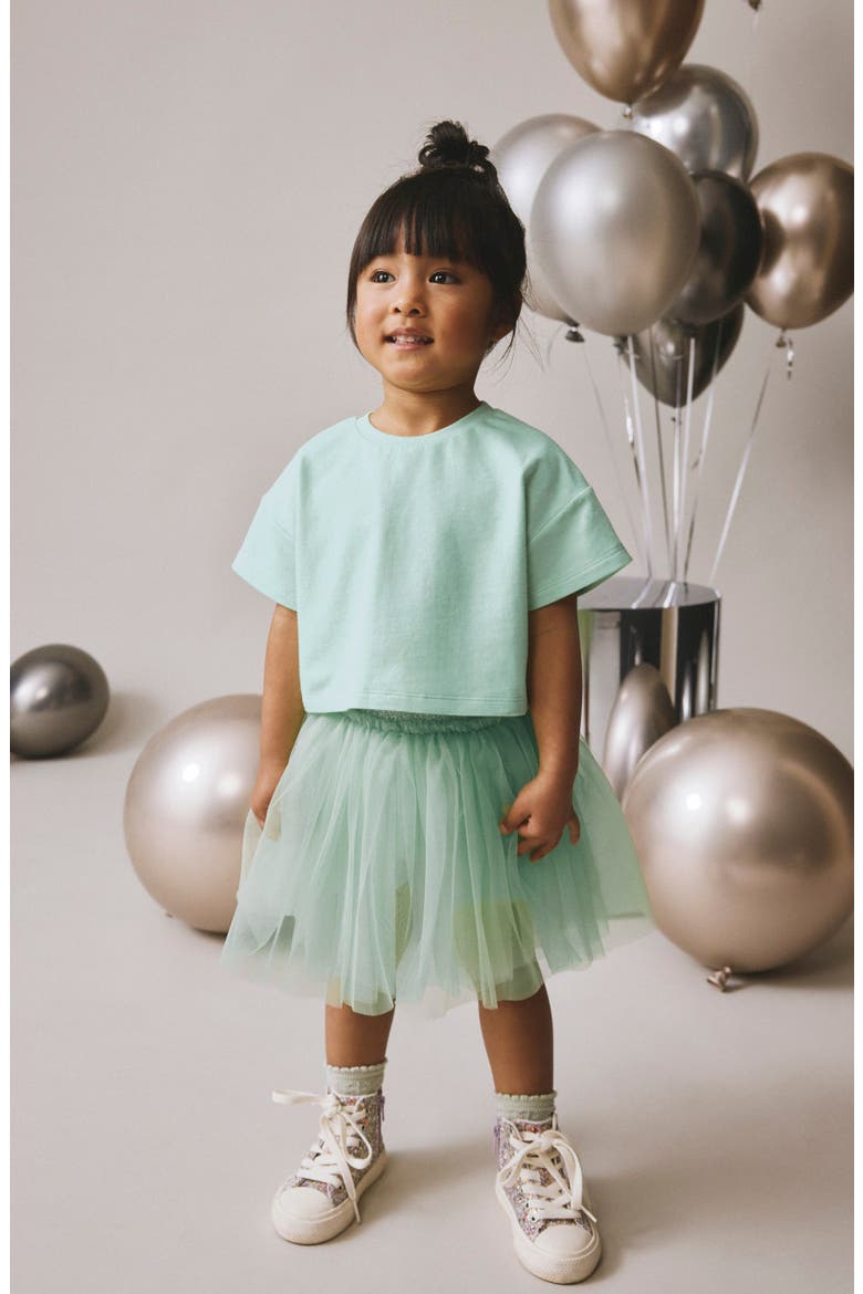 Kids' T-Shirt & Mesh Skirt Set, Alternate, color, GREEN