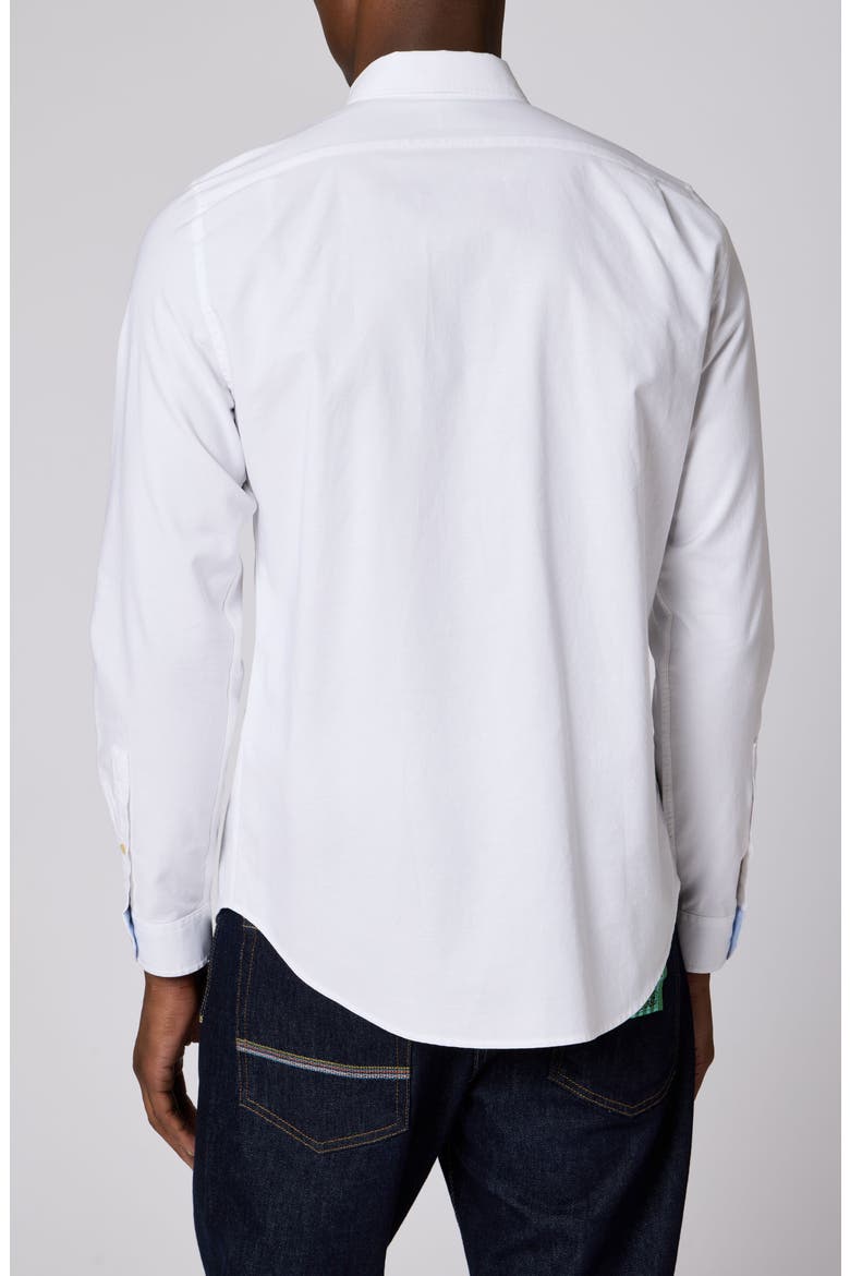 Zebra Badge Tailored Fit Organic Cotton Shirt, Alternate, color, 01 WHITE