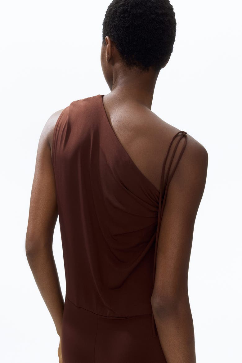 Asymmetric Jersey Jumpsuit, Alternate, color, Dark brown