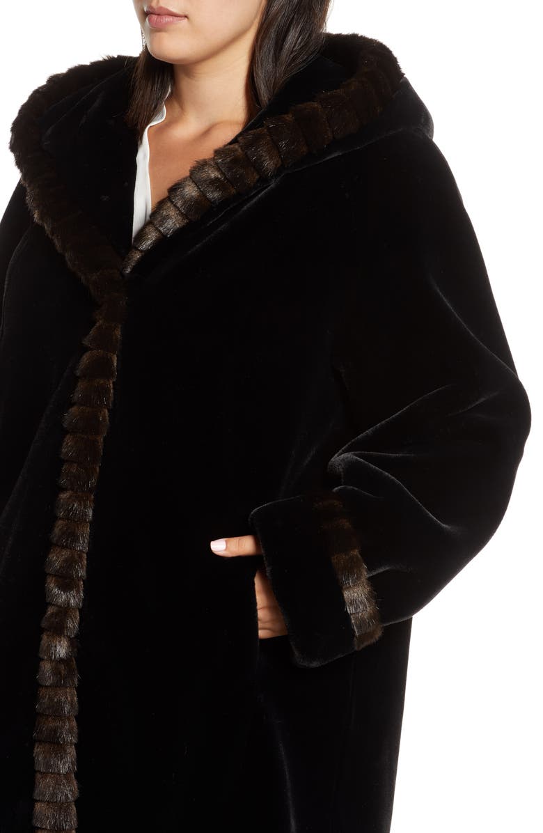 Gallery Faux Fur Swing Coat, Alternate, color,