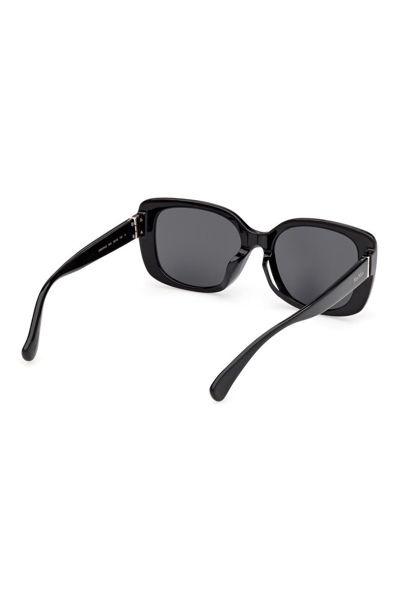 55mm Rectangular Sunglasses, Alternate, color, SHINY BLACK / SMOKE
