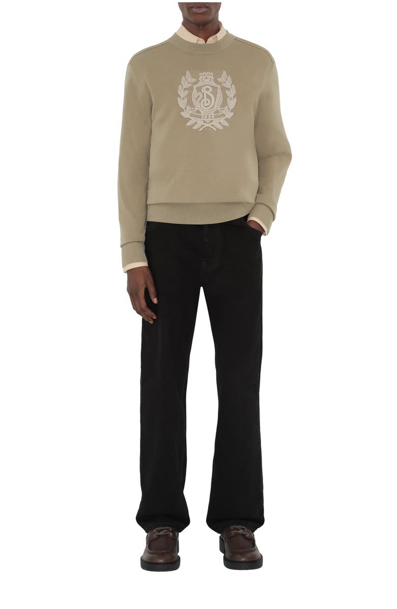 Burberry B Crest Wool Sweater, Main, color, Quill