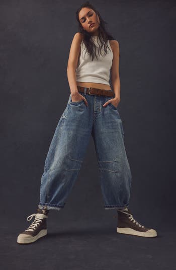 Good Luck Mid Rise Barrel Leg Jeans