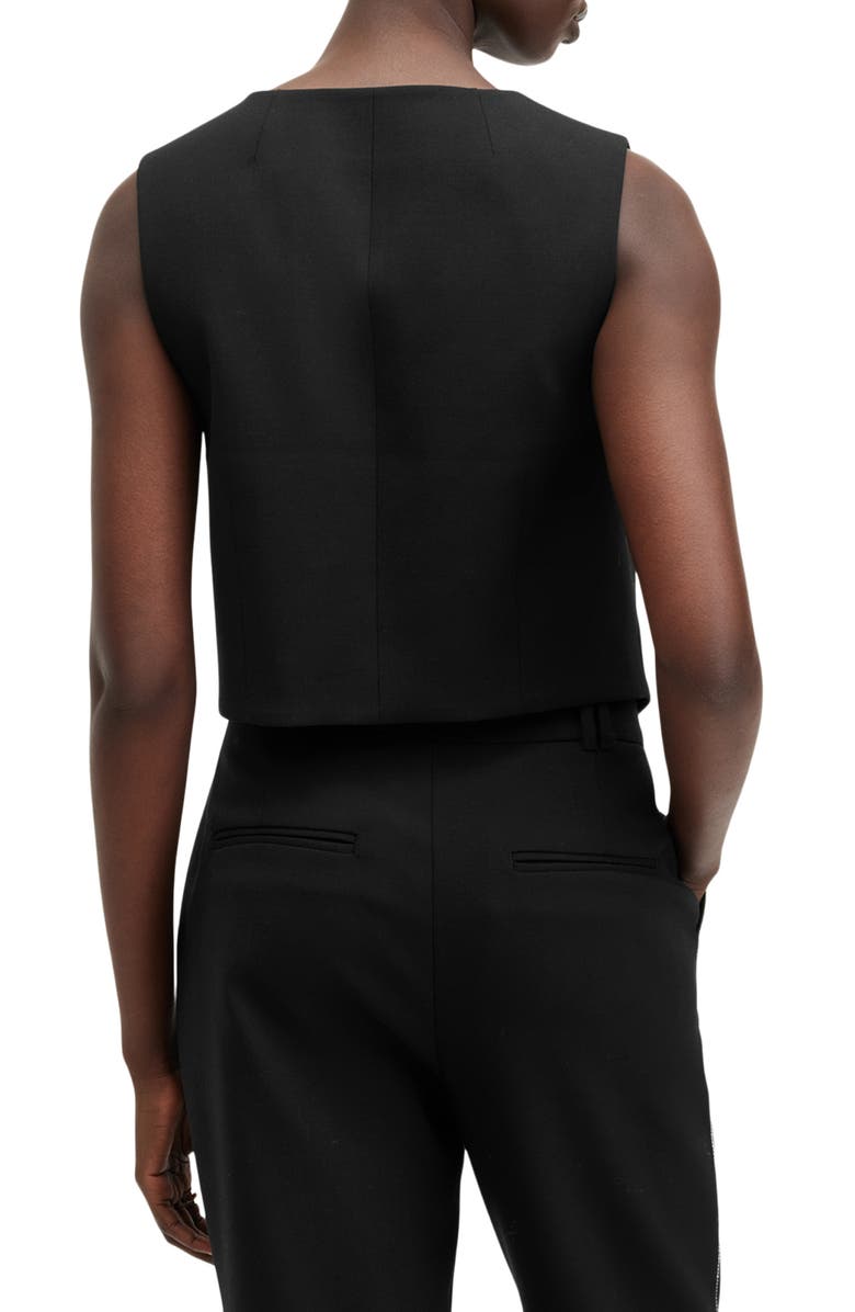 AllSaints Atlas Krys Rhinestone Embellished Waistcoat, Alternate, color, Black