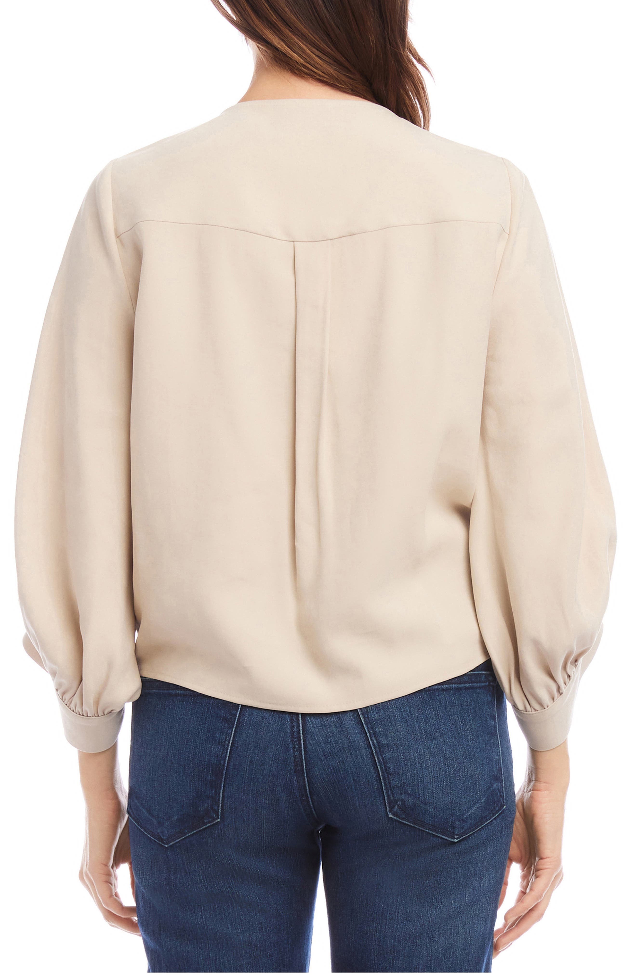Tie Front Blouson Sleeve Top - image 2